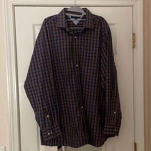 Plaid Tommy Hilfiger Dress/Casual Shirt 17 Neck